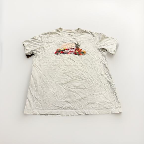 Nike Sportswear Mens Off White Swoosh Fruit Graphic Short Sleeve T-Shirt Size L - Picture 1 of 7